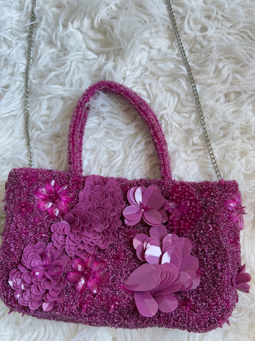Pink Floral Embellished Women’s Shoulder Bag - Picture 2 of 5